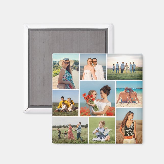Íman Crie Sua Própria Colagem de 9 Fotos (Front/Back)