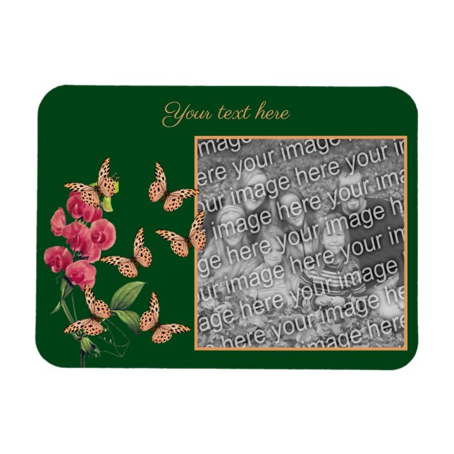 Íman Crie Suas Próprias Borboletas E Flor Foto (Horizontal)