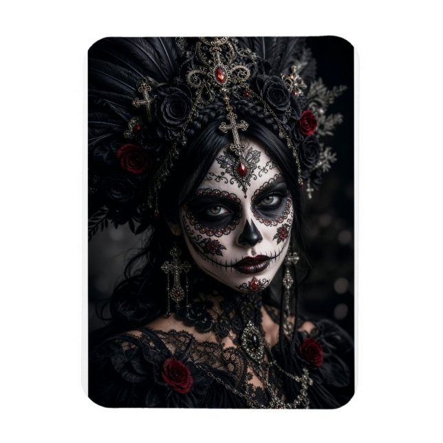Íman Crimson Gótico Calavera – Rosa Negra (Vertical)