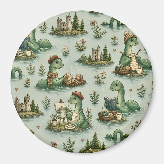 Íman Críptidos Aconchegantes Nessie Monstro do Lago Nes (Frente)