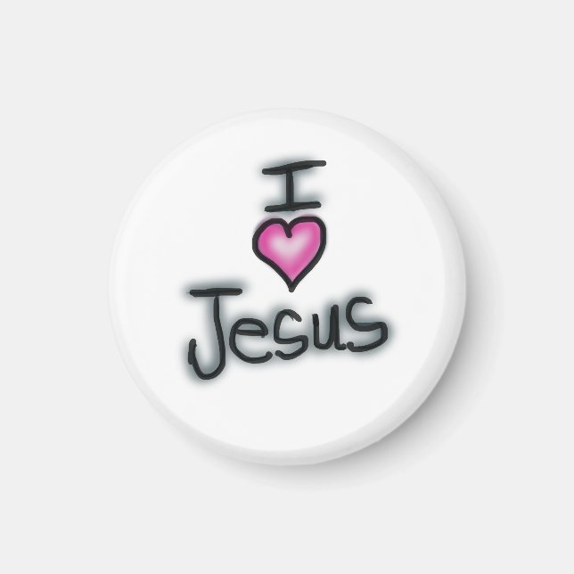 Íman Cristão Eu Amo Jesus Eu Amo Jesus Branco  (Frente)