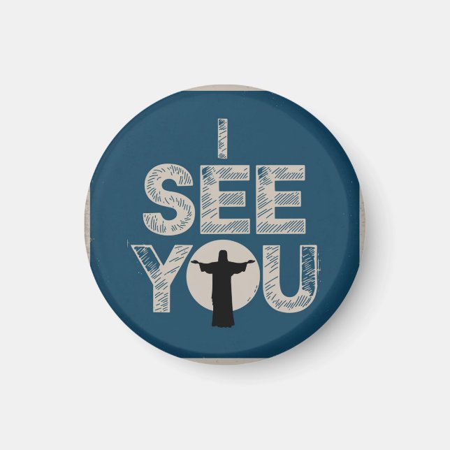 Íman Cristão Jesus está te observando, Jesus eu te vejo (Frente)
