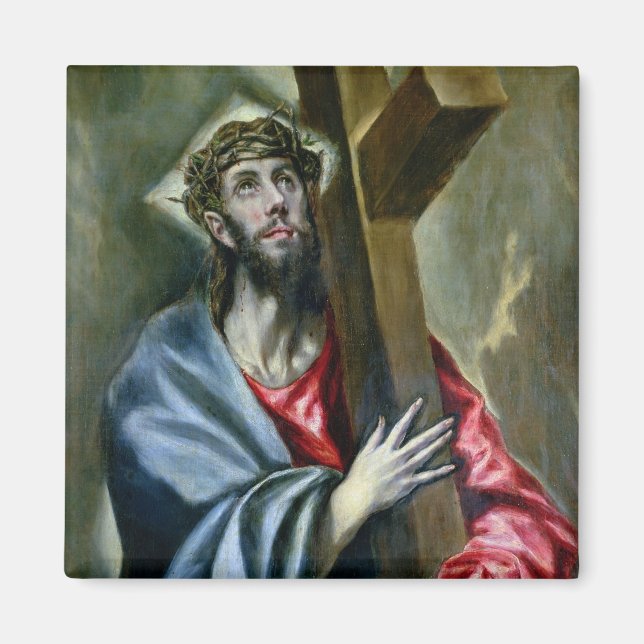Íman Cristo a fechar a cruz, 1600-10 (óleo na canvas) (Frente)