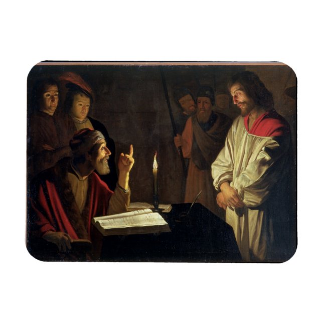 Íman Cristo Antes de Caiaphas (óleo na canvas) (Horizontal)