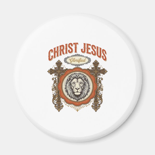 Íman Cristo Jesus Fé do Leão Vintage (Frente)
