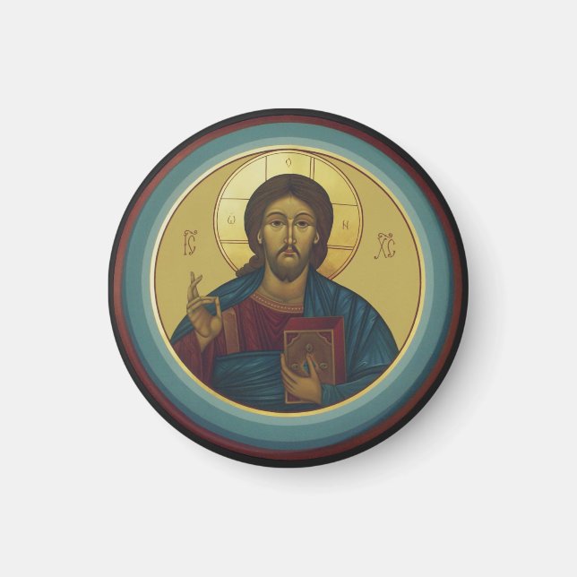 Íman Cristo Pantocrator Bizantino Arte de Mosaico Redon (Frente)