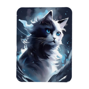 Íman Cristóvão Místico Preto e Branco Gato de Aquarel