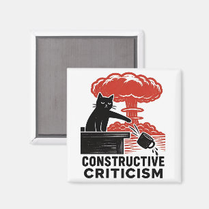 Íman Crítica Construtiva de Gato Engraçado Meme Linocut