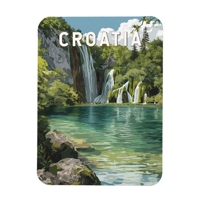 Íman Croatia Illustration Travel Art Vintage (Vertical)