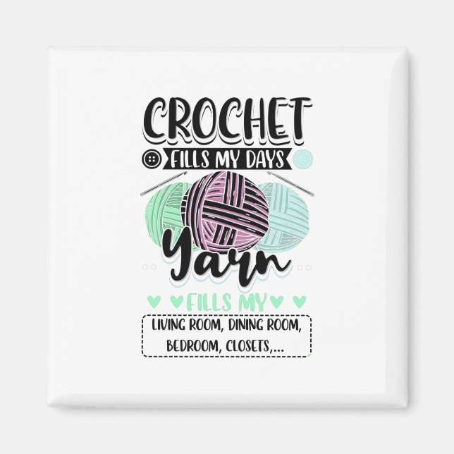 Íman Crochê - O Crochê Preenche Meus Dias (Frente)