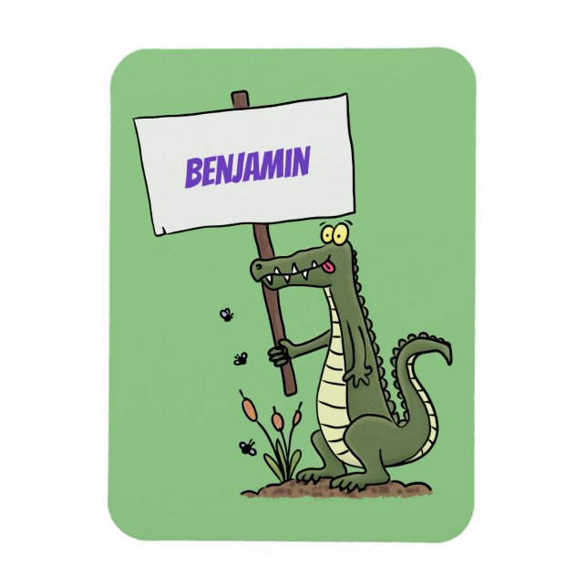 Íman Crocodilo engraçado, alinhador com cartoon (Vertical)