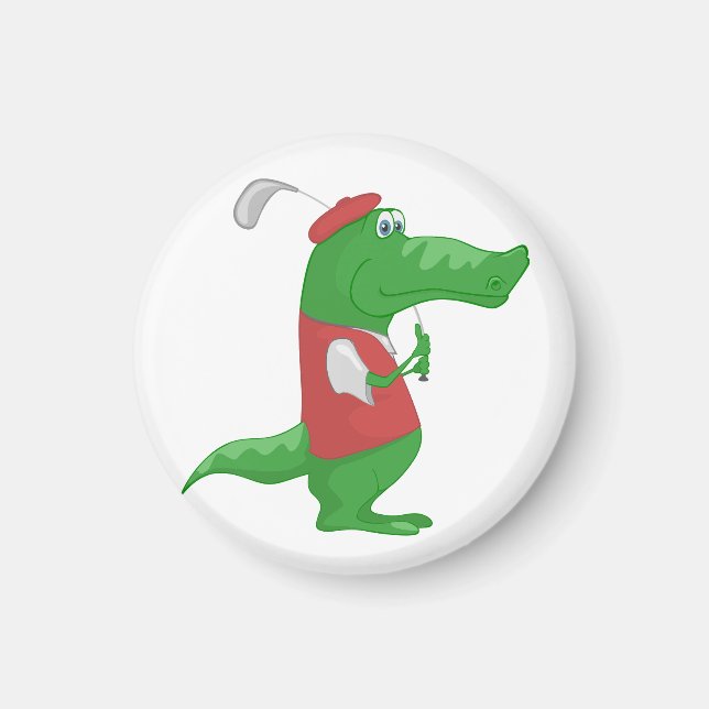 Íman Crocodilo Jogando Golfe (Frente)