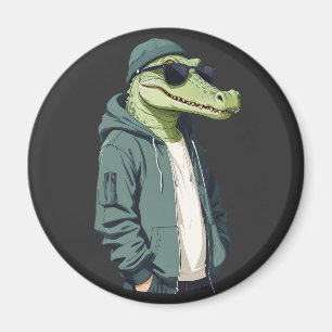 Íman Crocodilo Vestindo Hoodie Engraçado Vetor Animal L