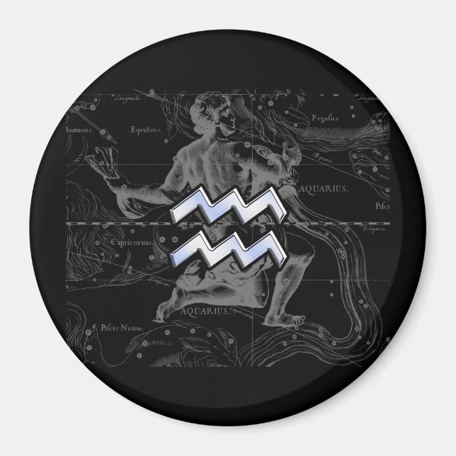 Íman Cromo como Aquarius Zodiac Sinal em Hevélio (Frente)