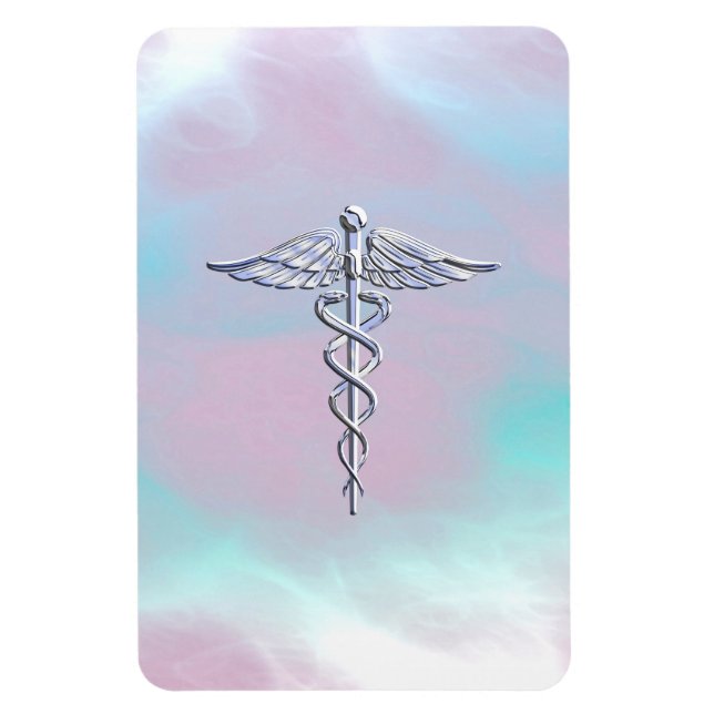 Íman Cromo Como Caduceus Símbolo Médico Mãe Pérola (Vertical)