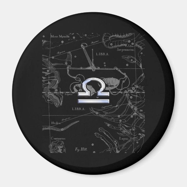 Íman Cromo como Libra Zodiac Sinal em Hevélio (Frente)