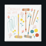 Íman CROQUET TODO O DIA Lançando Jogos Divertidos<br><div class="desc">Diga olá para o dia com este ímã divertido. Mão fez arte só para você! Adicione seu próprio texto ou altere as cores. Procure mais designs na minha compra ou pergunte-me se quer algo personalizado!</div>