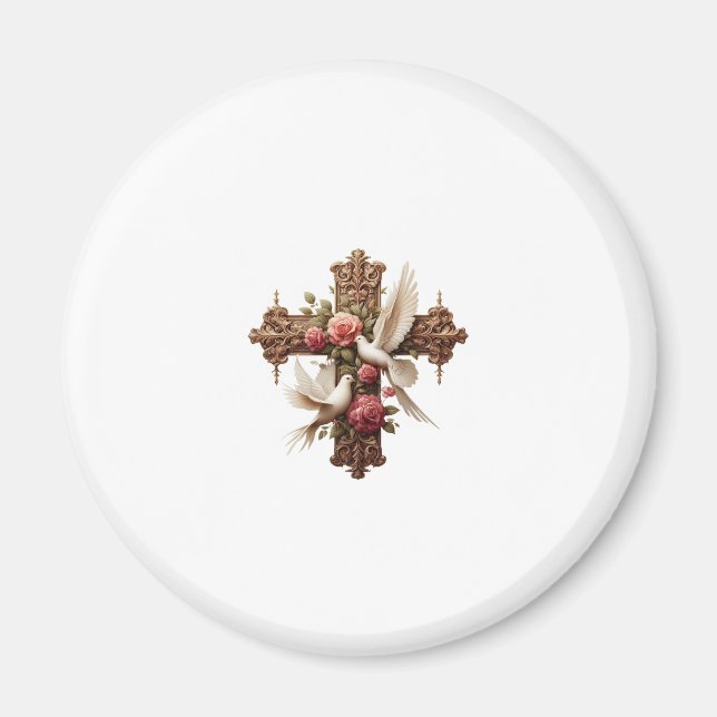 Íman Cross with Doves – Christian Faith Inspirational D (Frente)