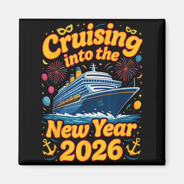 Íman Cruise Into The New Year 2026 Crew Squad Family Ma (Frente)