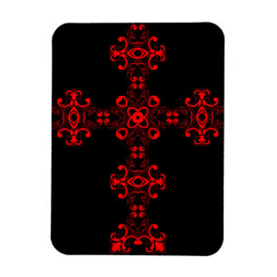 Íman Cruz com ornamento vermelho