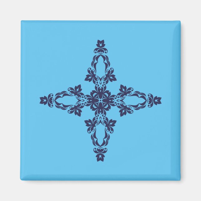 Íman Cruz Cristã em Arte Azul Celestial (Frente)