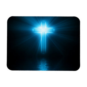 Íman Cruz cristã na luz azul