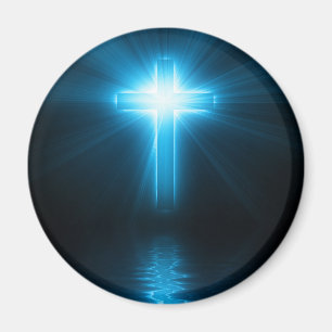 Íman Cruz cristã na luz azul