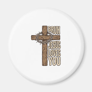 Íman Cruz de Bruh Jesus Te Ama Vintage Vetor Cristão