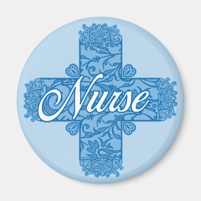 Íman Cruz de Enfermeira Azul Delicada (Frente)