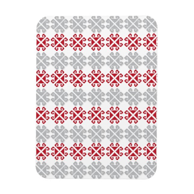 Íman Cruz de Lua vermelha e geométrica das cinzas (Vertical)