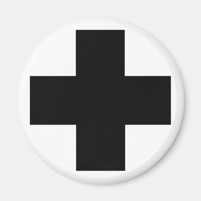 Íman Cruz de primeiros socorros preta (Frente)