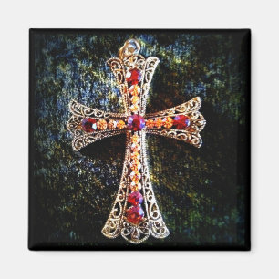 ÍMAN CRUZ JEWELED NO FUNDO DO OLHAR DE VELUDO