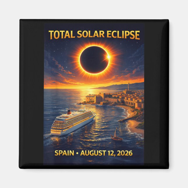 Íman Cruzeiro do Eclipse Solar Total 2026 Espanha 12 de (Frente)