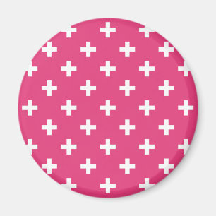 Íman Cruzes de polca branca em fuchsia
