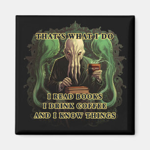 Íman Cthulhu Eu leio livros Eu bebo café Eu sei coisas
