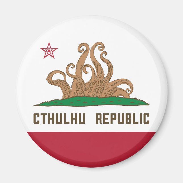 Íman Cthulhu República da Califórnia Flag Lovecraft (Frente)
