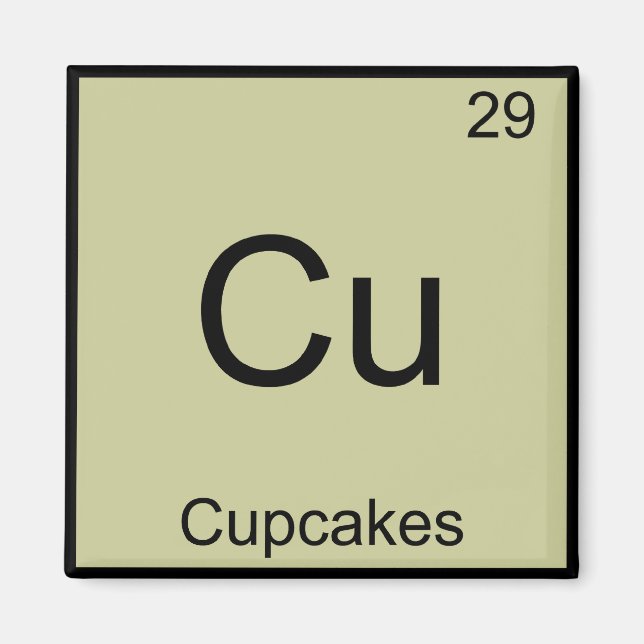 Íman Cu - Cupcakes - Símbolo de Elemento Químico Engraç (Frente)