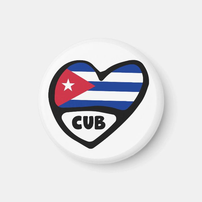 Íman Cuba Country Code Flag Heart, CUB (Frente)