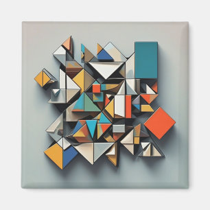 Íman Cubismo Abstrato Arte Colorida Única Dinâmica