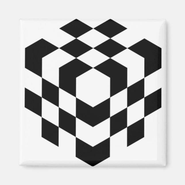 Íman cubo de tabuleiro 3d (Frente)