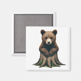 Íman Cubo do Urso Adorável Sentado na Bomba da Árvore