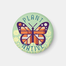 Íman Cubo Nativo Da Planta De Borboleta De Monarca Verd