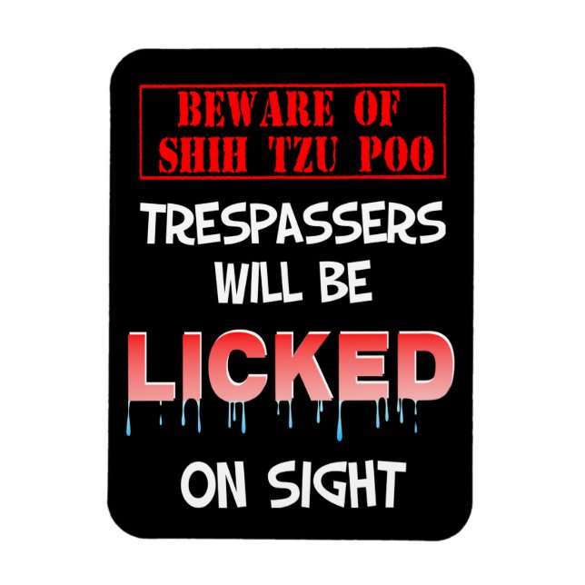 Íman "Cuidado com o Shh Tzu Poo" Magnet (preto) (Vertical)