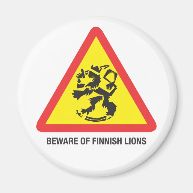 Íman Cuidado com os Leões Magnet (Frente)