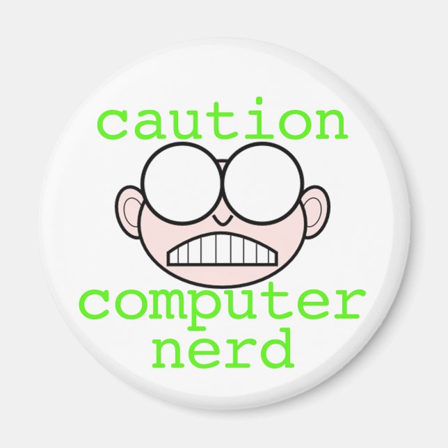 Íman Cuidado: Nerd do computador (Frente)