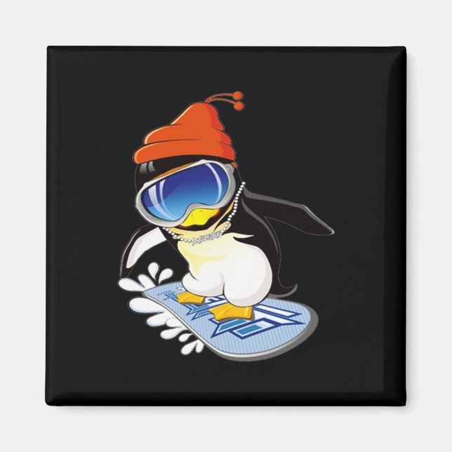 Íman Cujo Pinguim Snowboard Surfer Winter Hat (Frente)