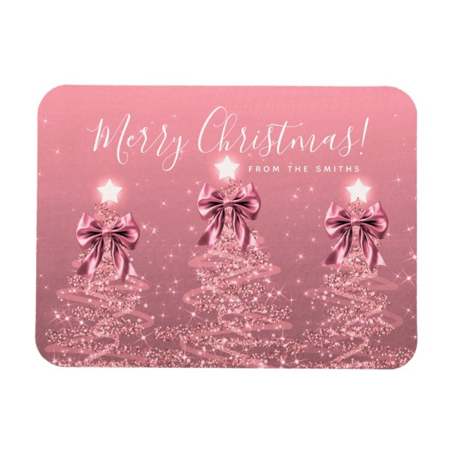 Íman Cumprimentos de Natal Árvores Cor-de-rosa  (Horizontal)