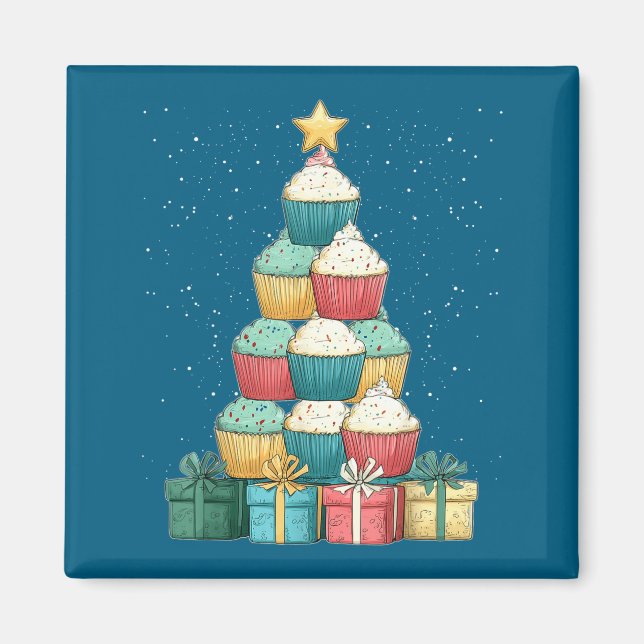 Íman Cupcake Baking Baker Christmas Tree Xmas  (Frente)