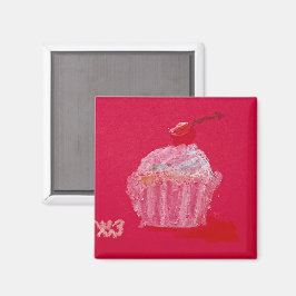 Íman Cupcake com cobertura de morango