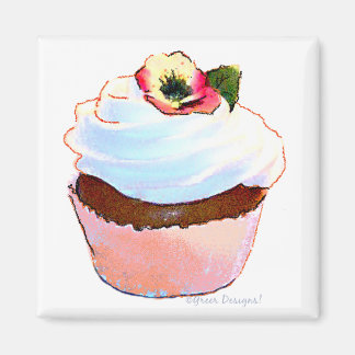 Íman Cupcake com Design de Arte Pansy